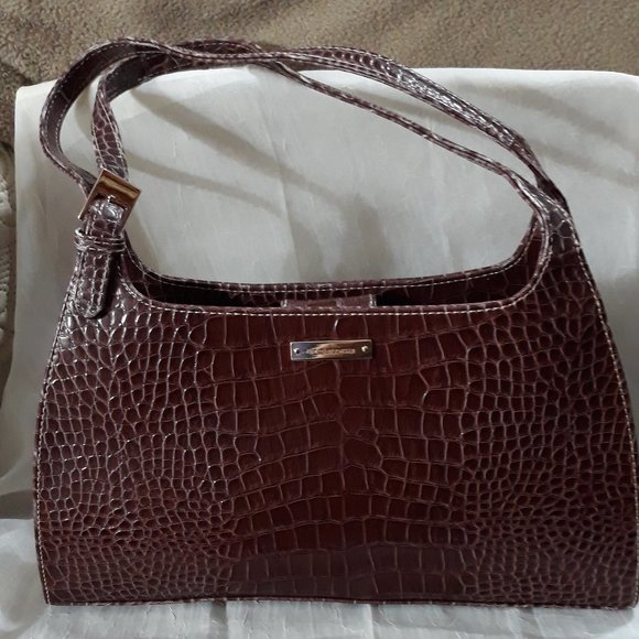 Liz Claiborne Brown Faux Crocodile Leather Purse Bag - Picture 3 of 9
